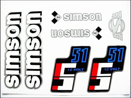 DECAL SET S51 12V /WHITE-SILVER-BLUE/